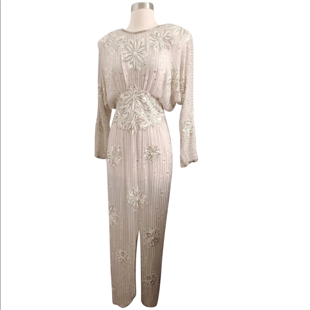 Vintage Judith Ann Creations 100% Silk Pearl Dress